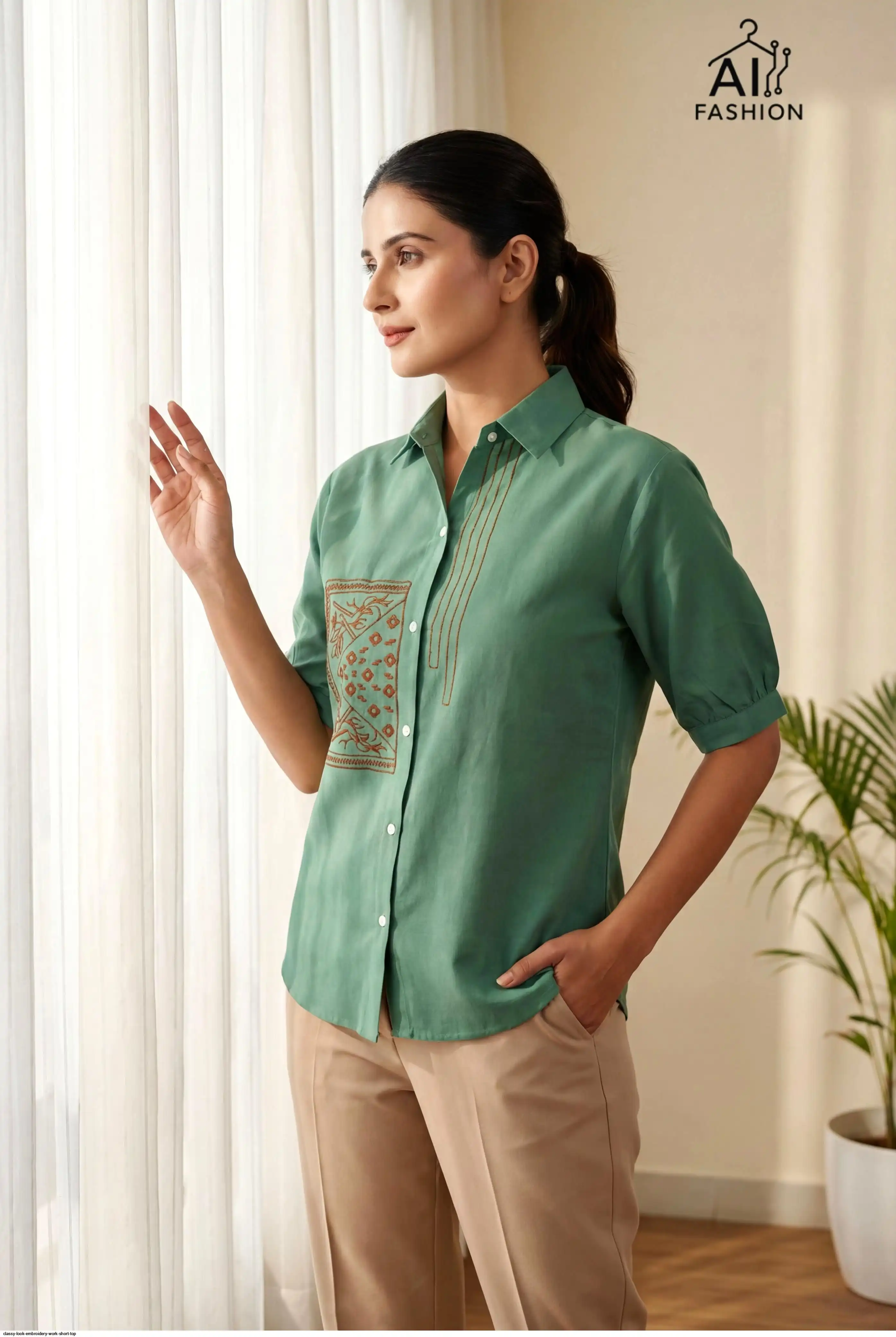 CLASSY LOOK EMBROIDERY WORK SHORT TOP B