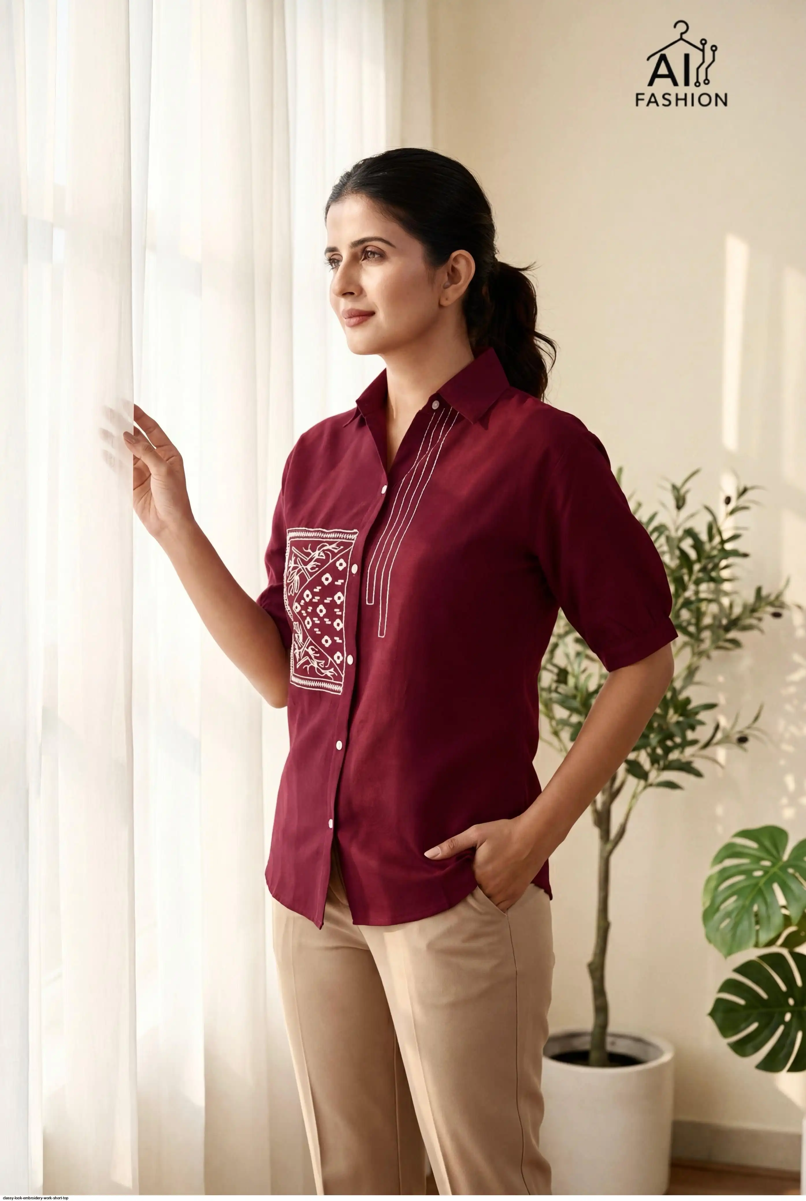 CLASSY LOOK EMBROIDERY WORK SHORT TOP A