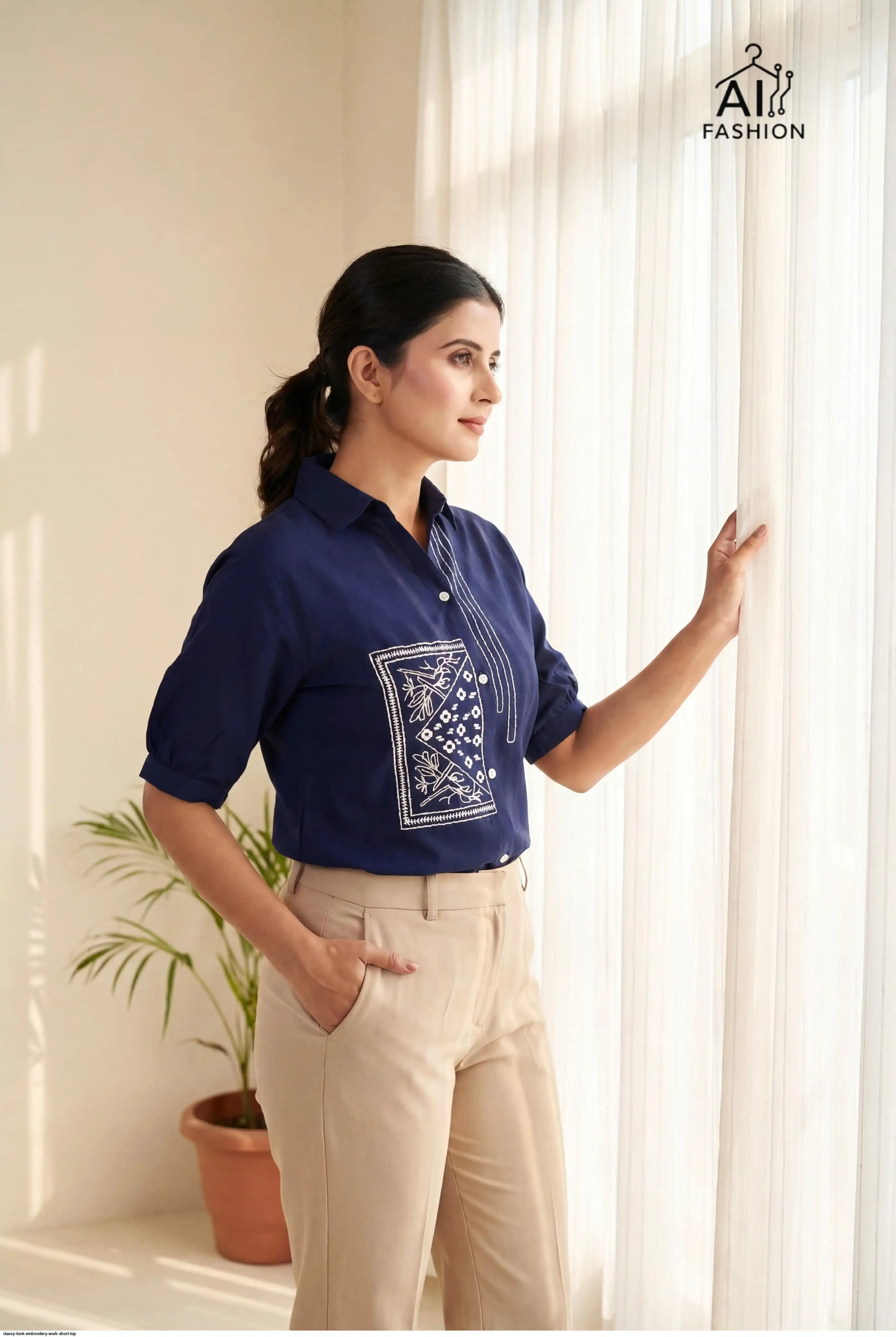 CLASSY LOOK EMBROIDERY WORK SHORT TOP C