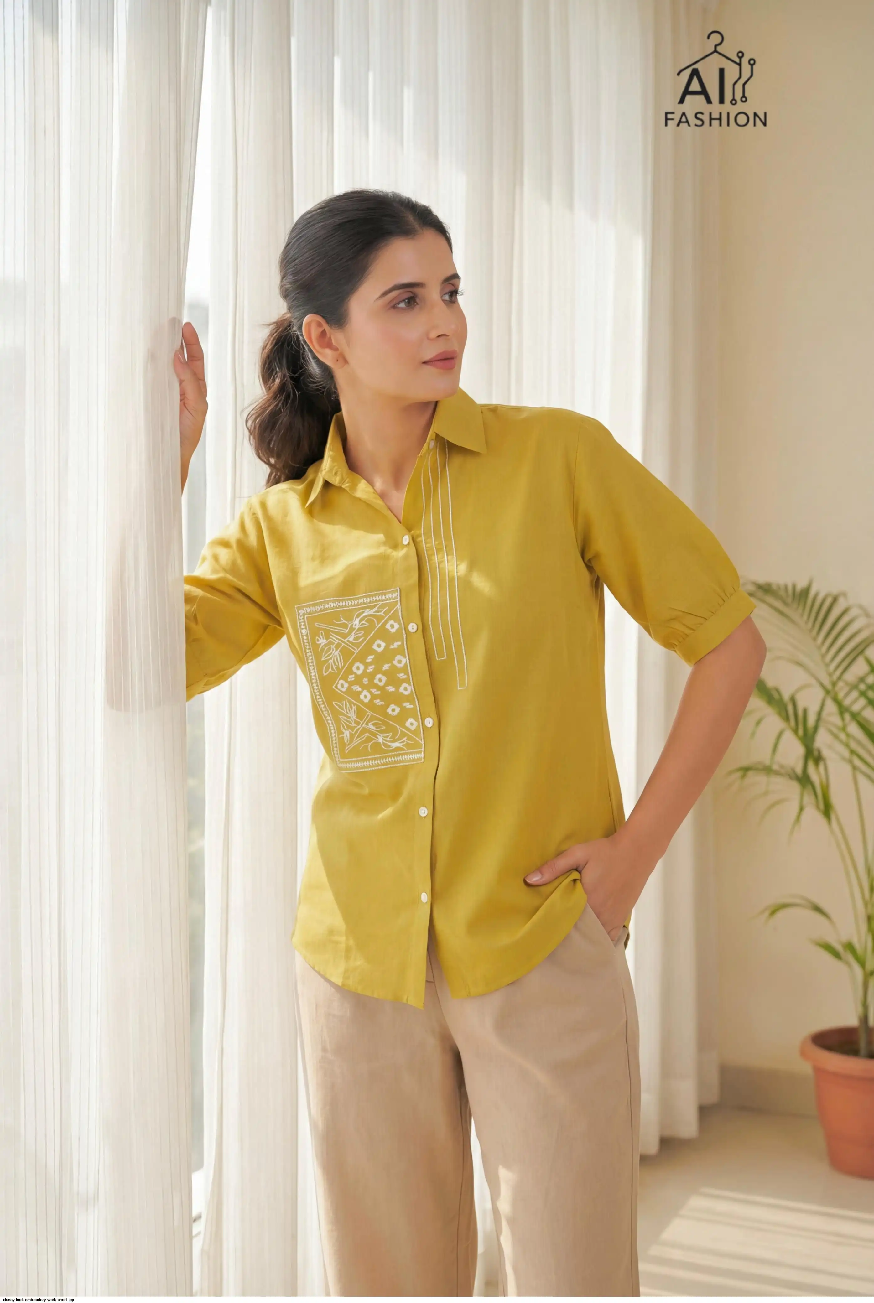 CLASSY LOOK EMBROIDERY WORK SHORT TOP E