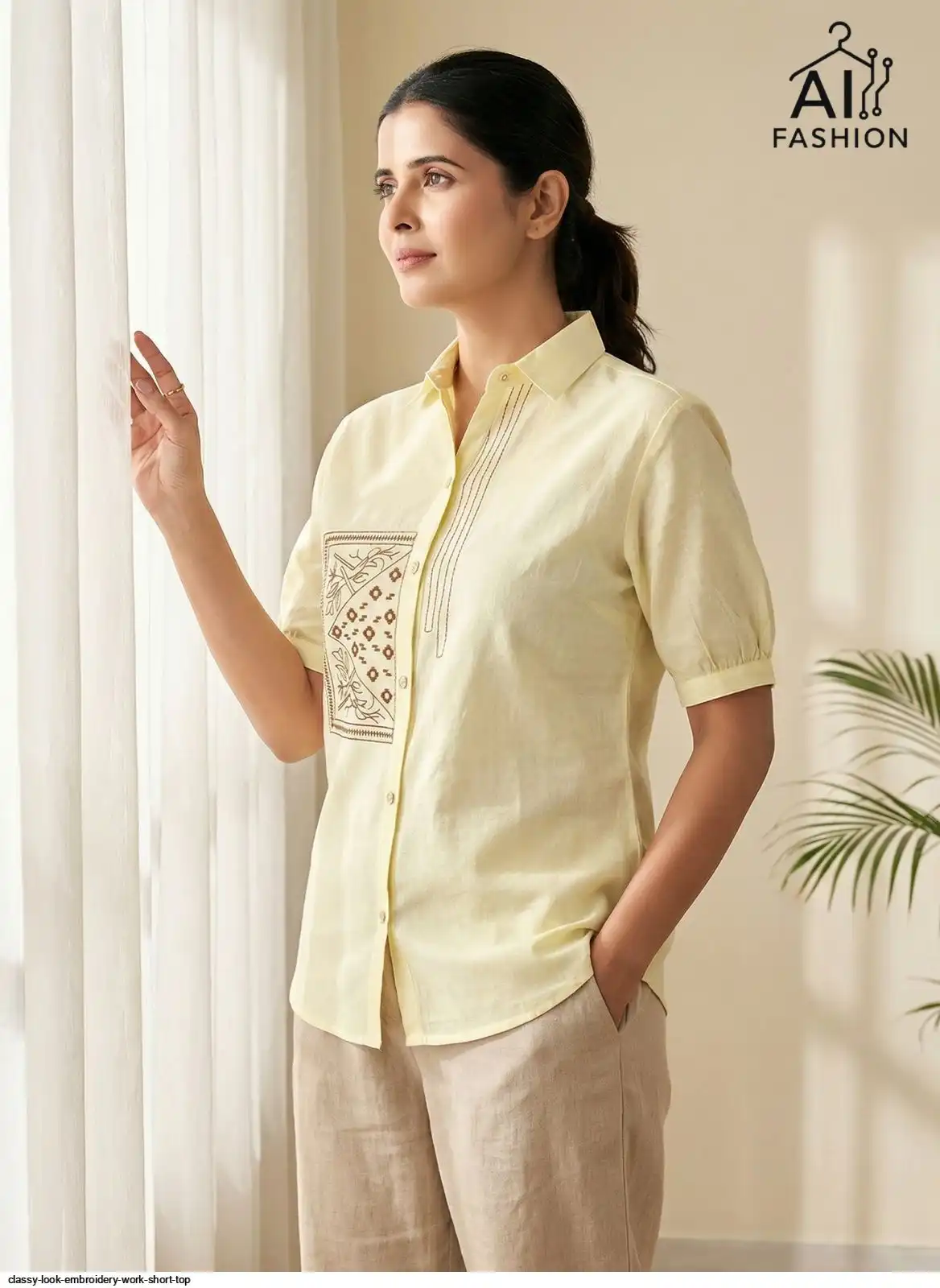 CLASSY LOOK EMBROIDERY WORK SHORT TOP F