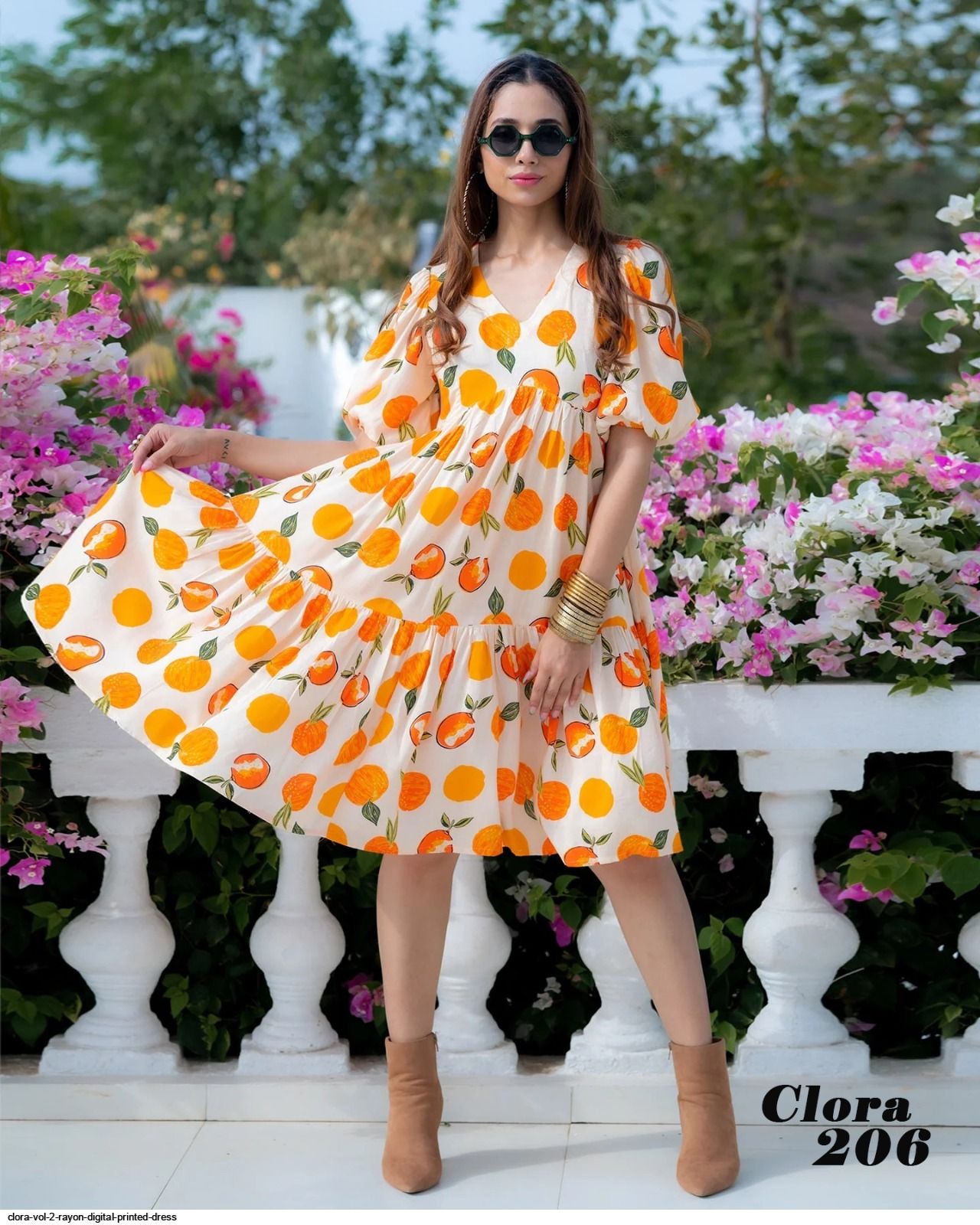 CLORA VOL 2 RAYON DIGITAL PRINTED DRESS 206