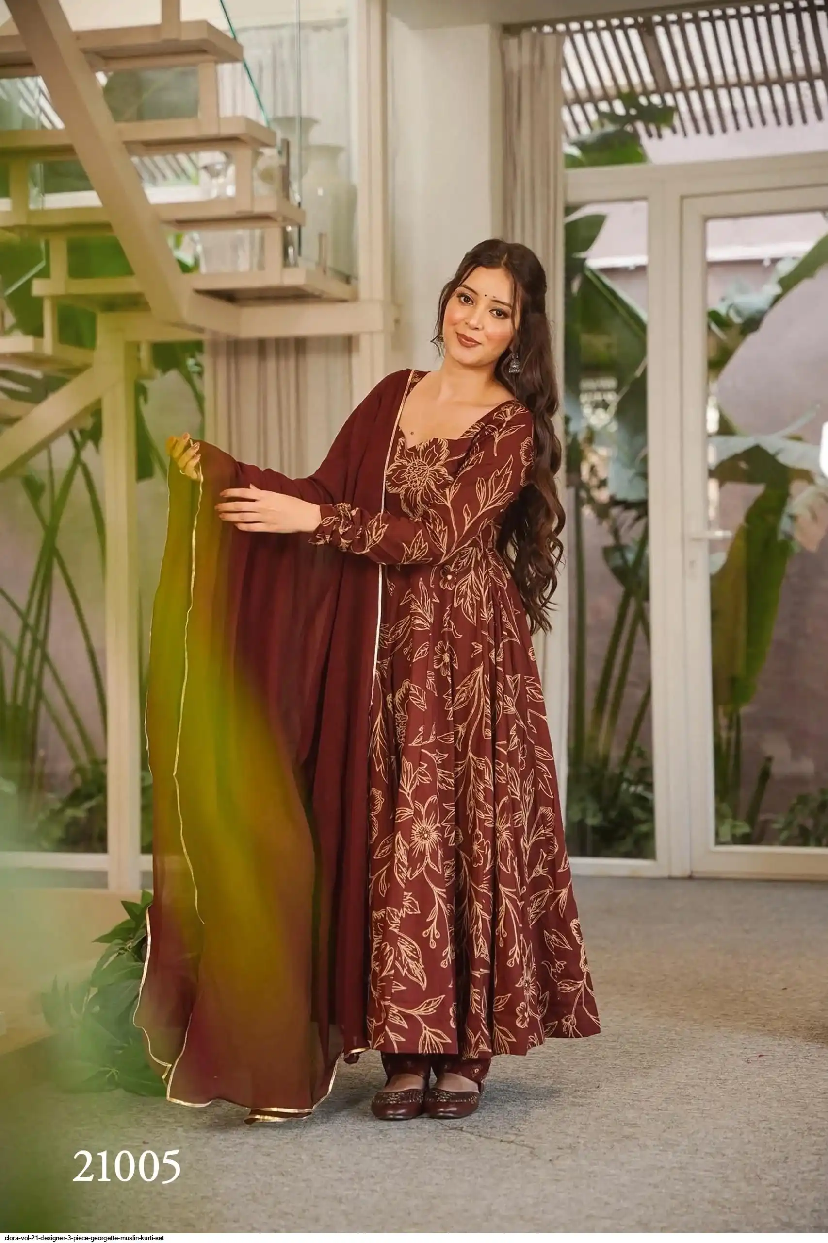 CLORA VOL 21 DESIGNER 3 PIECE GEORGETTE MUSLIN KURTI SET 21005