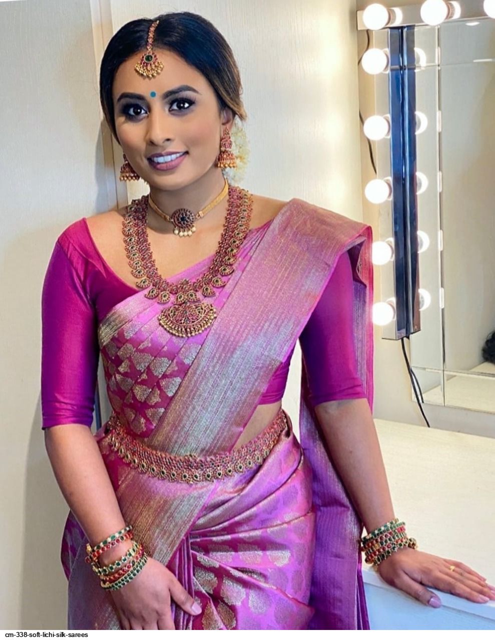 CM 338 SOFT LICHI SILK SAREES A