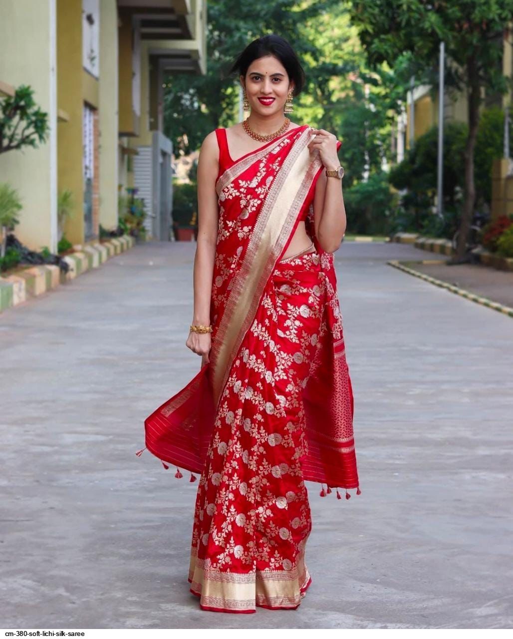 CM 380 SOFT LICHI SILK SAREE