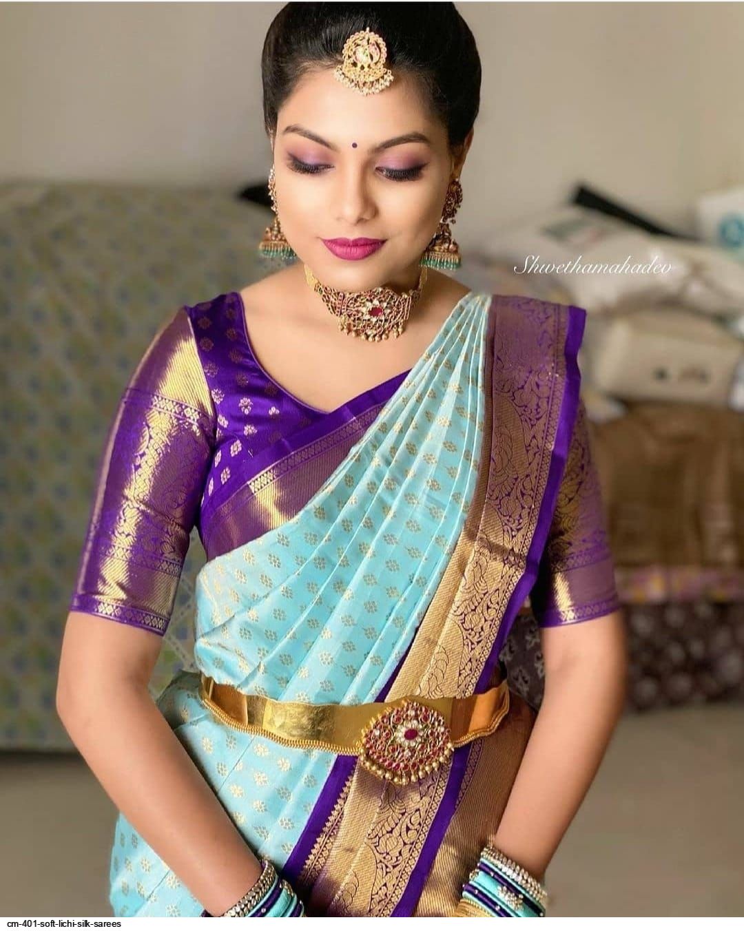 CM 401 SOFT LICHI SILK SAREES