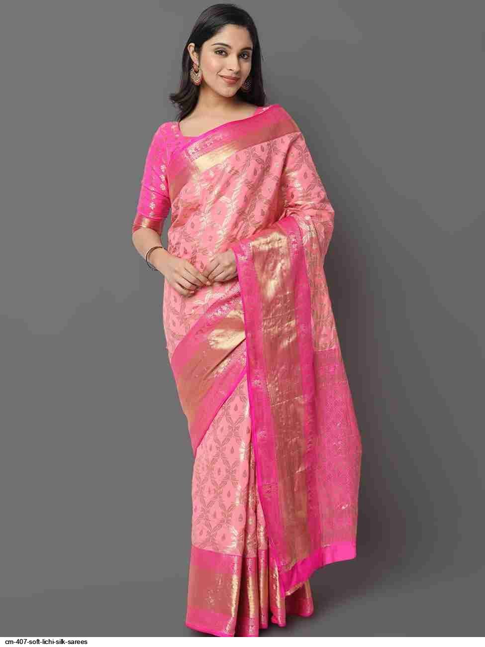 CM 407 SOFT LICHI SILK SAREES