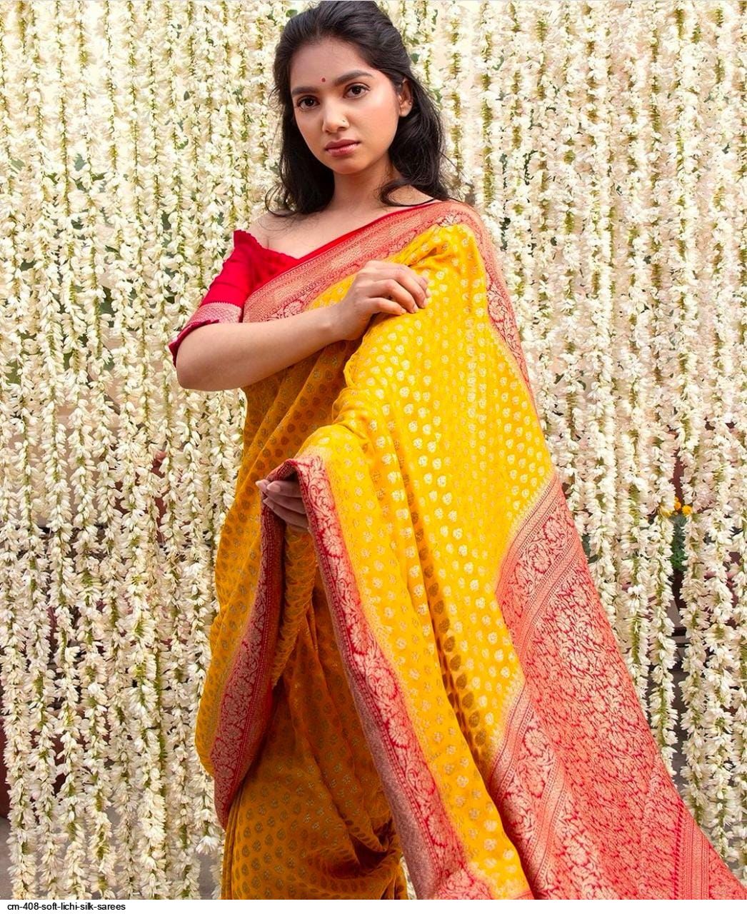 CM 408 SOFT LICHI SILK SAREES