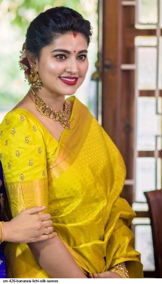 Buy Golden Yellow Gota Embroidered Silk Saree Online | Samyakk