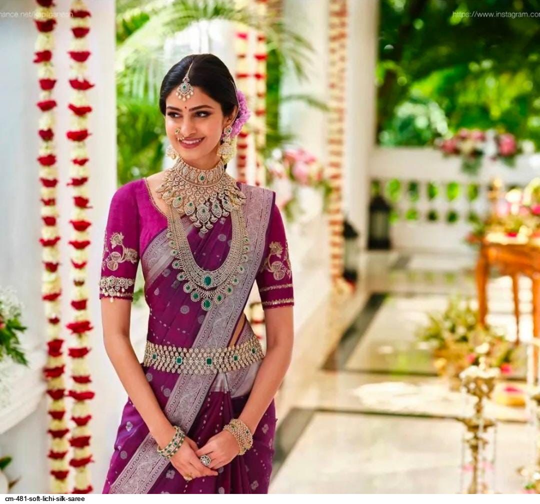CM 481 SOFT LICHI SILK SAREE B