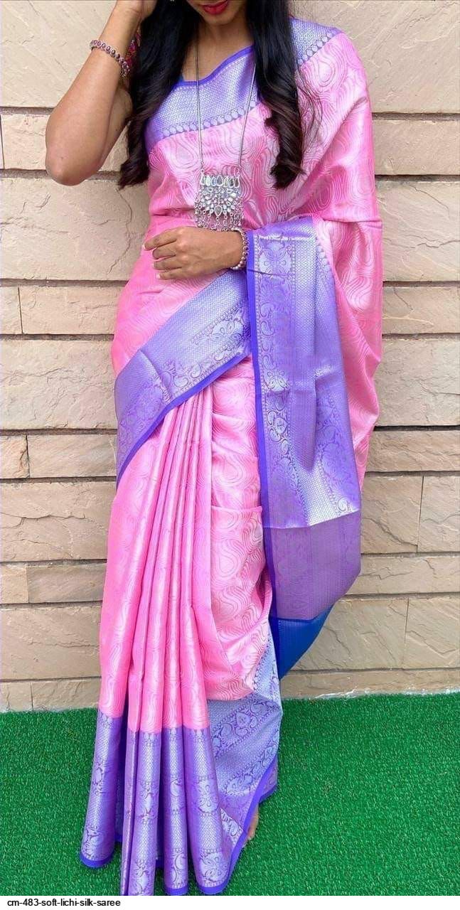 CM 483 SOFT LICHI SILK SAREE A