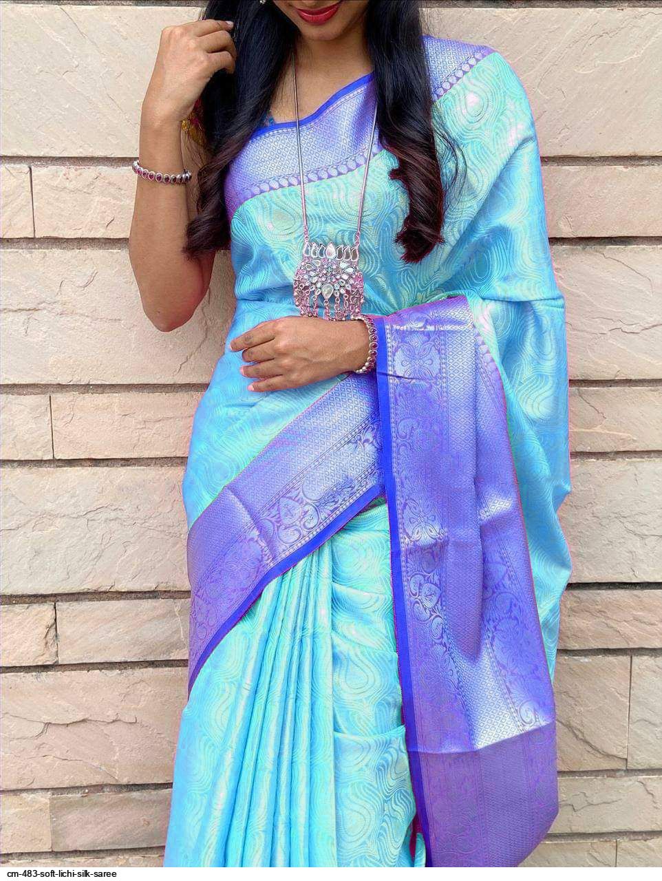 CM 483 SOFT LICHI SILK SAREE B