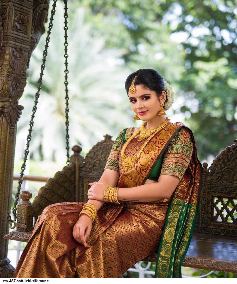 CM 487 SOFT LICHI SILK SAREE