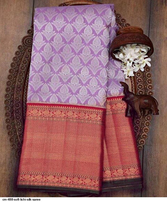 CM 488 SOFT LICHI SILK SAREE