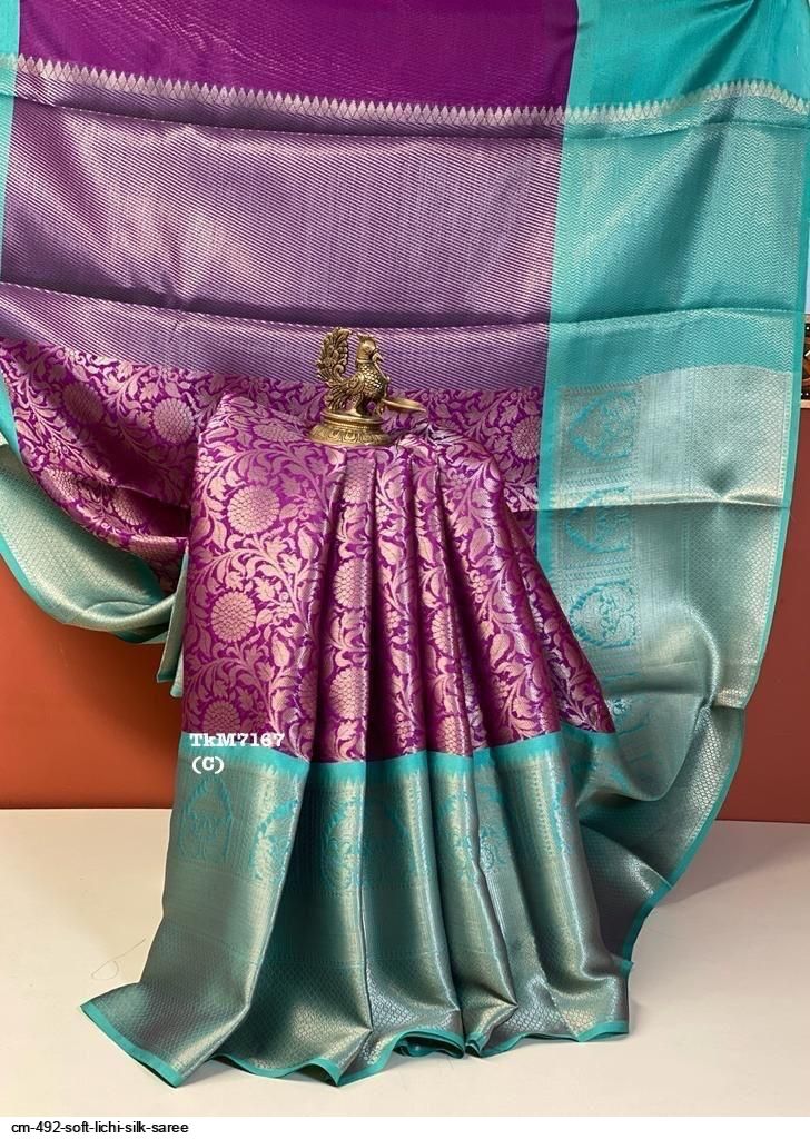 CM 492 SOFT LICHI SILK SAREE D