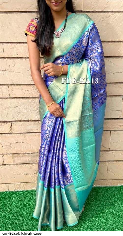 CM 492 SOFT LICHI SILK SAREE B