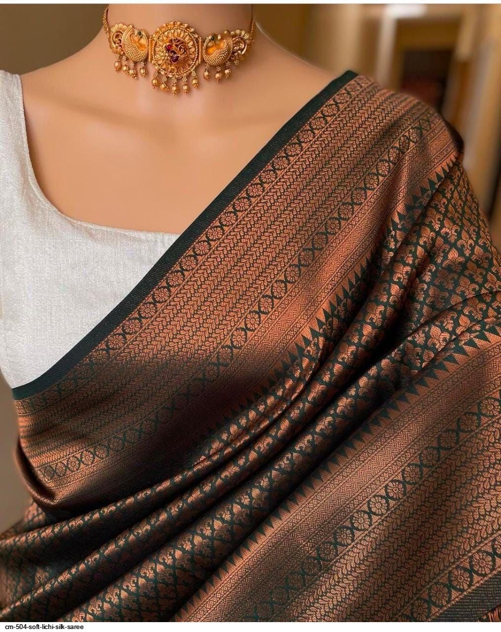 CM 504 SOFT LICHI SILK SAREE B