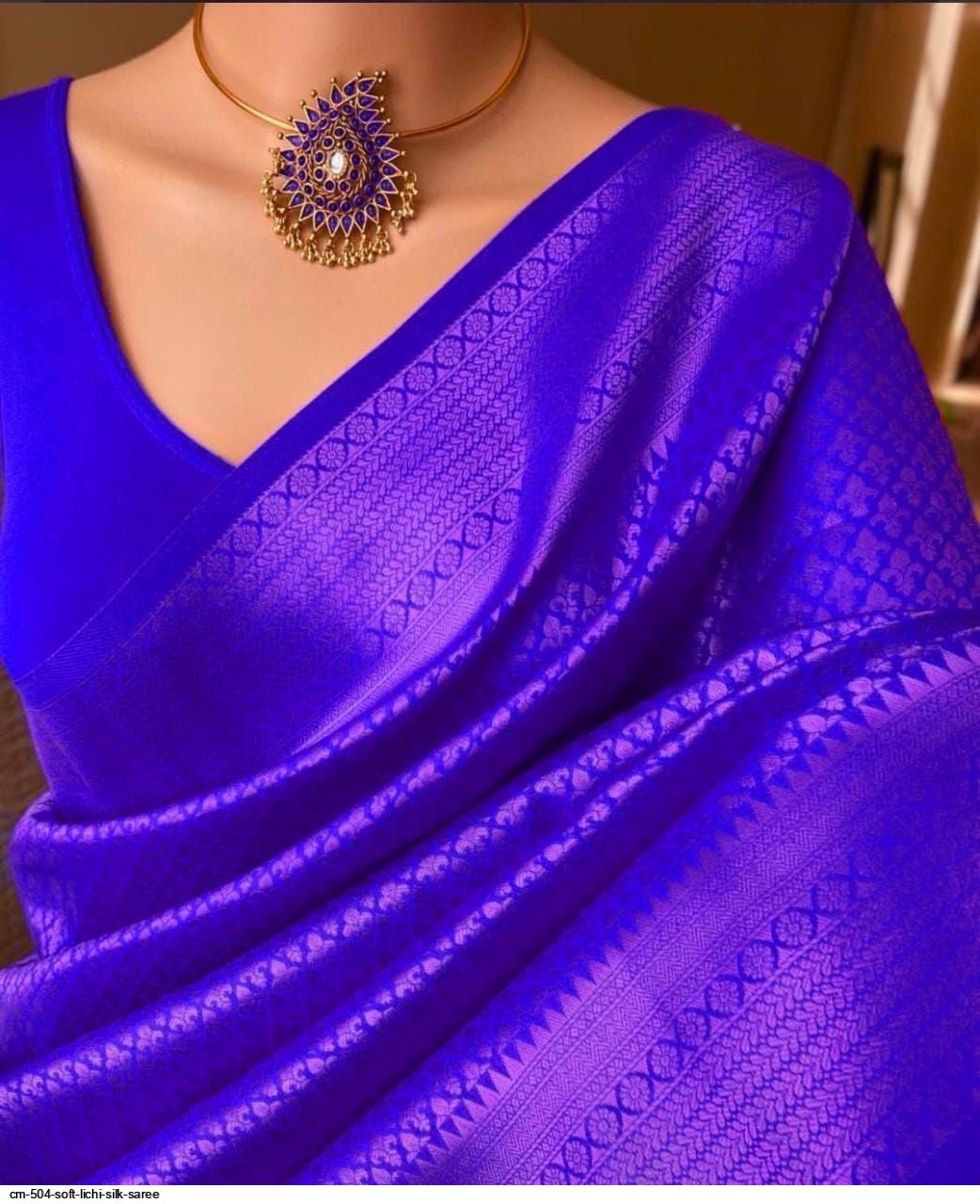 CM 504 SOFT LICHI SILK SAREE A
