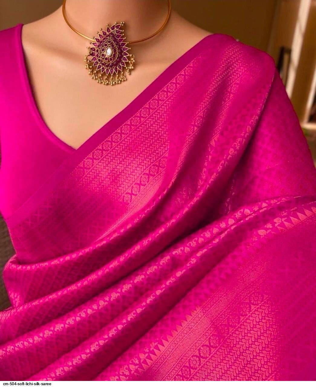 CM 504 SOFT LICHI SILK SAREE D