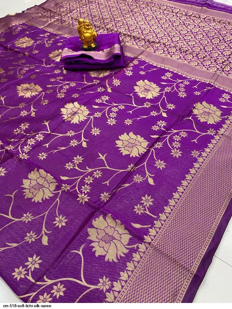 CM 518 SOFT LICHI SILK SAREE