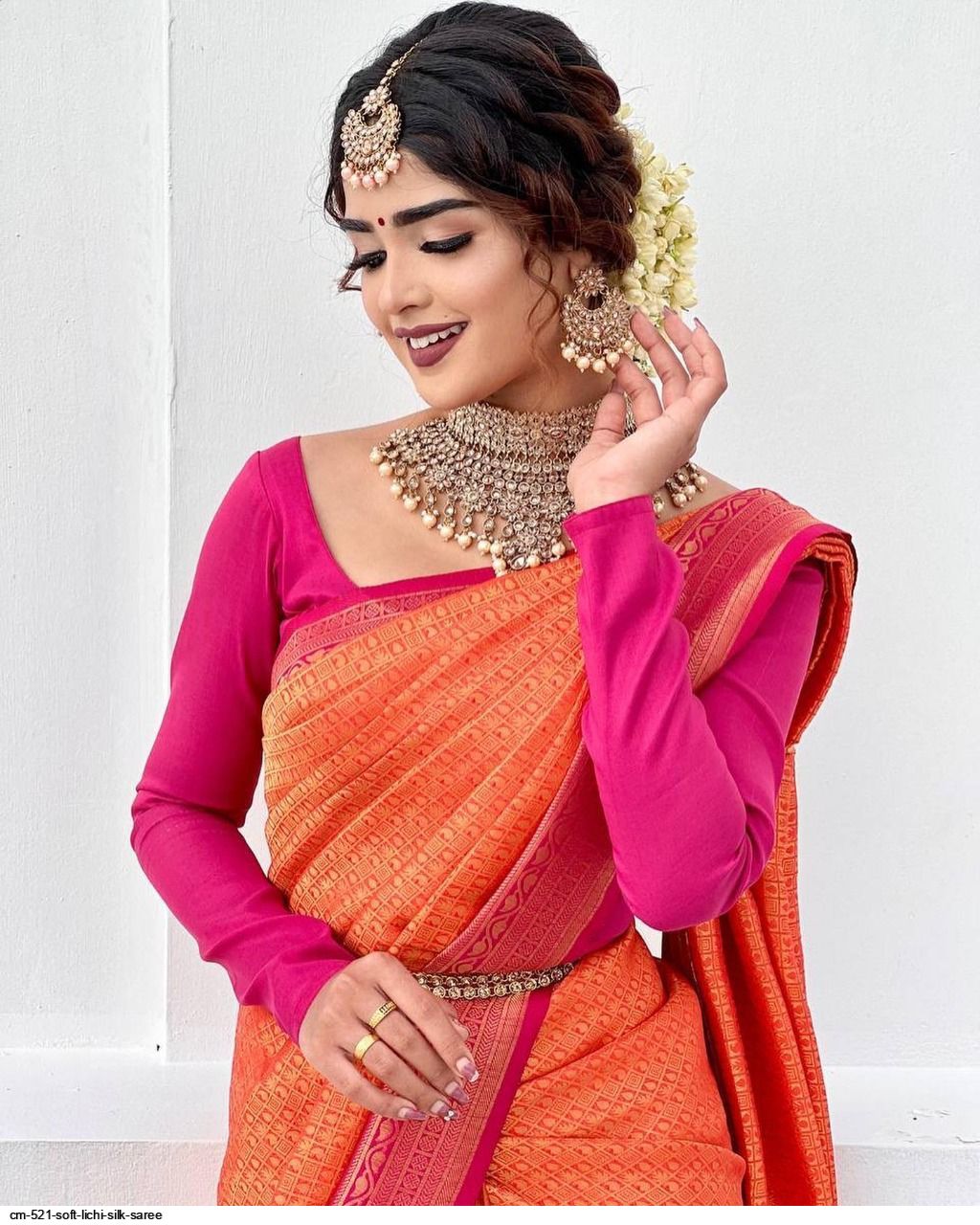 CM 521 SOFT LICHI SILK SAREE