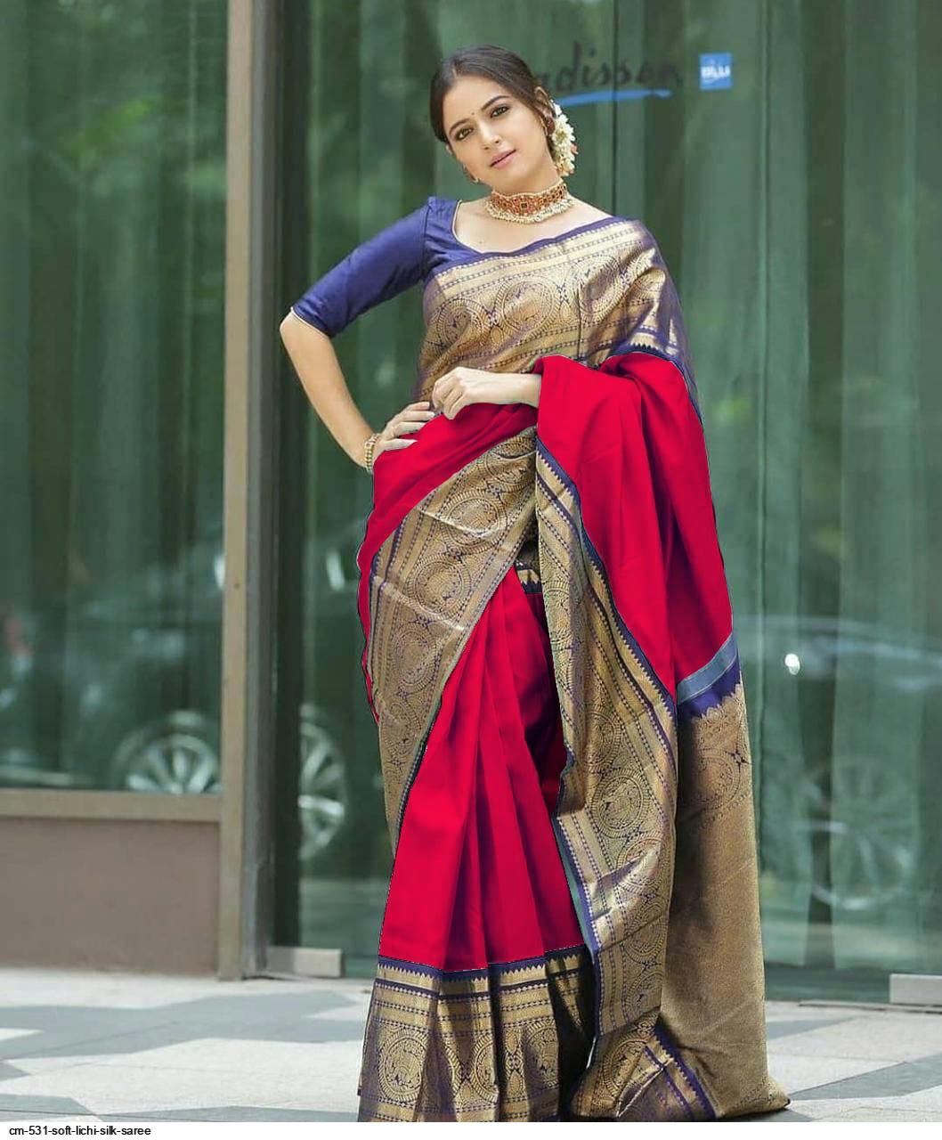 CM 531 SOFT LICHI SILK SAREE B