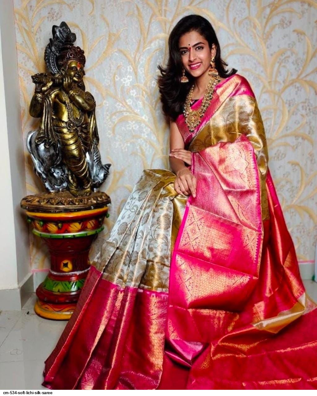 CM 534 SOFT LICHI SILK SAREE A