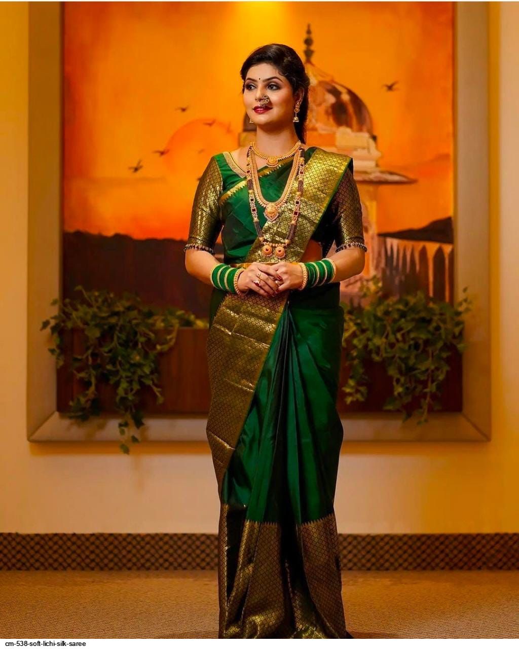 CM 538 SOFT LICHI SILK SAREE