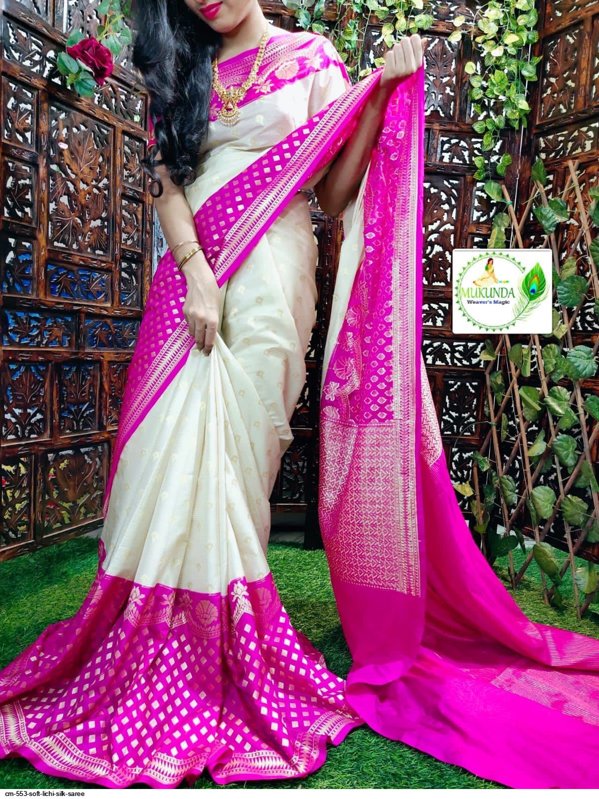 CM 553 SOFT LICHI SILK SAREE