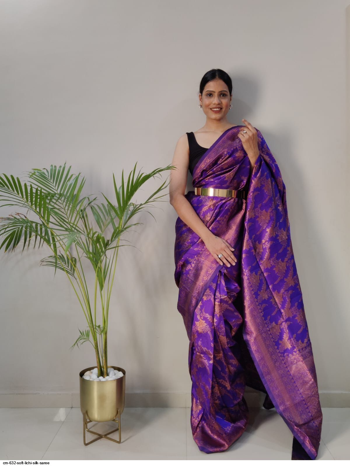 CM 632 SOFT LICHI SILK SAREE