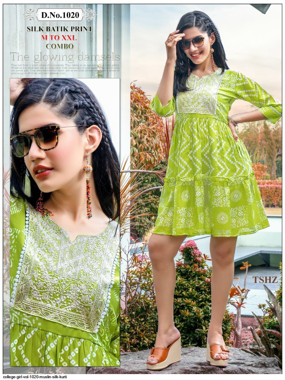 college girl vol 1020 muslin silk kurti 664