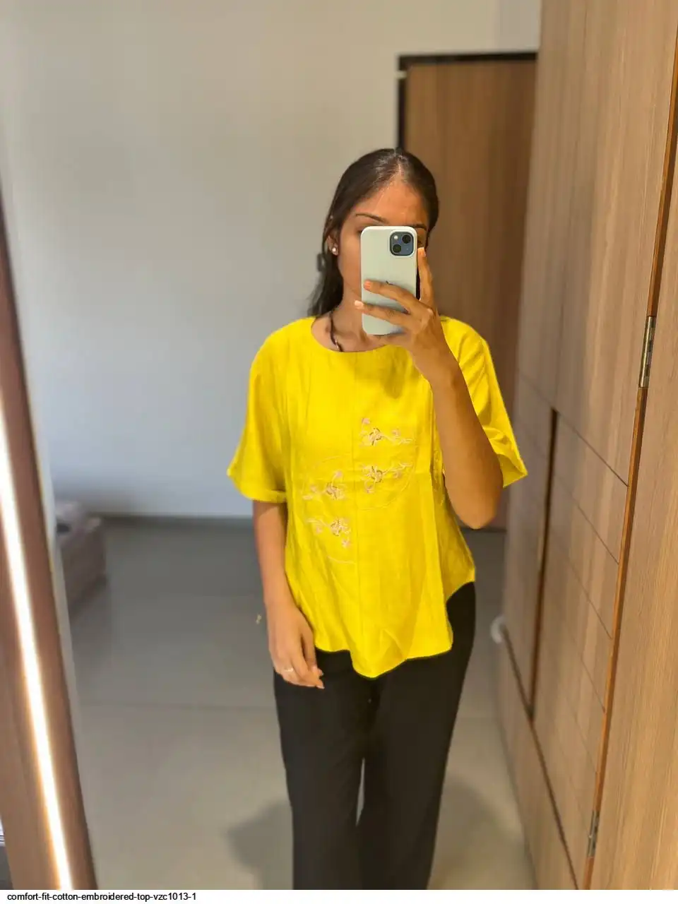 COMFORT FIT COTTON EMBROIDERED TOP VZC1013 1 D