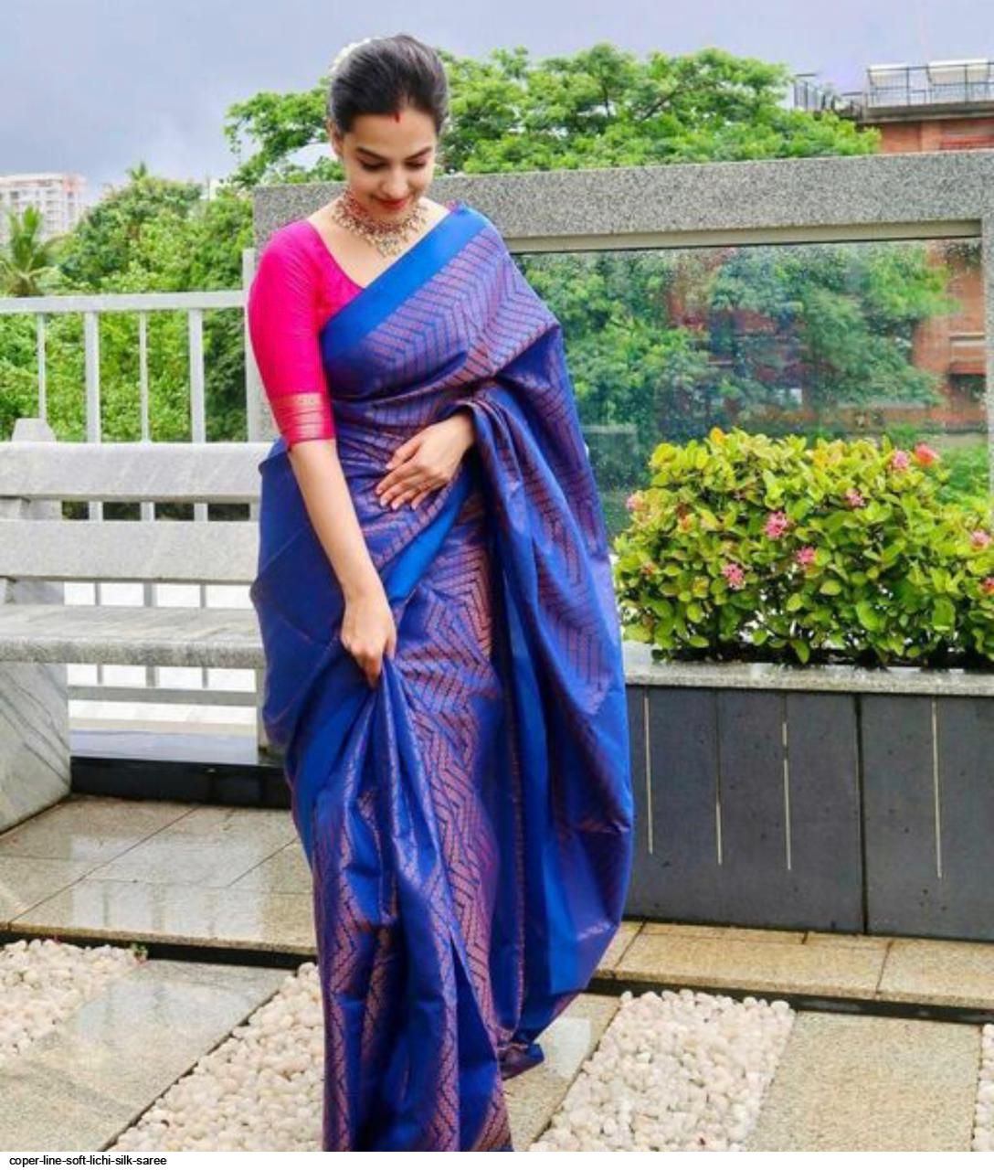 COPER LINE SOFT LICHI SILK SAREE