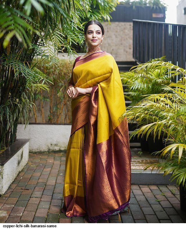 COPPER LICHI SILK BANARASI SAREE