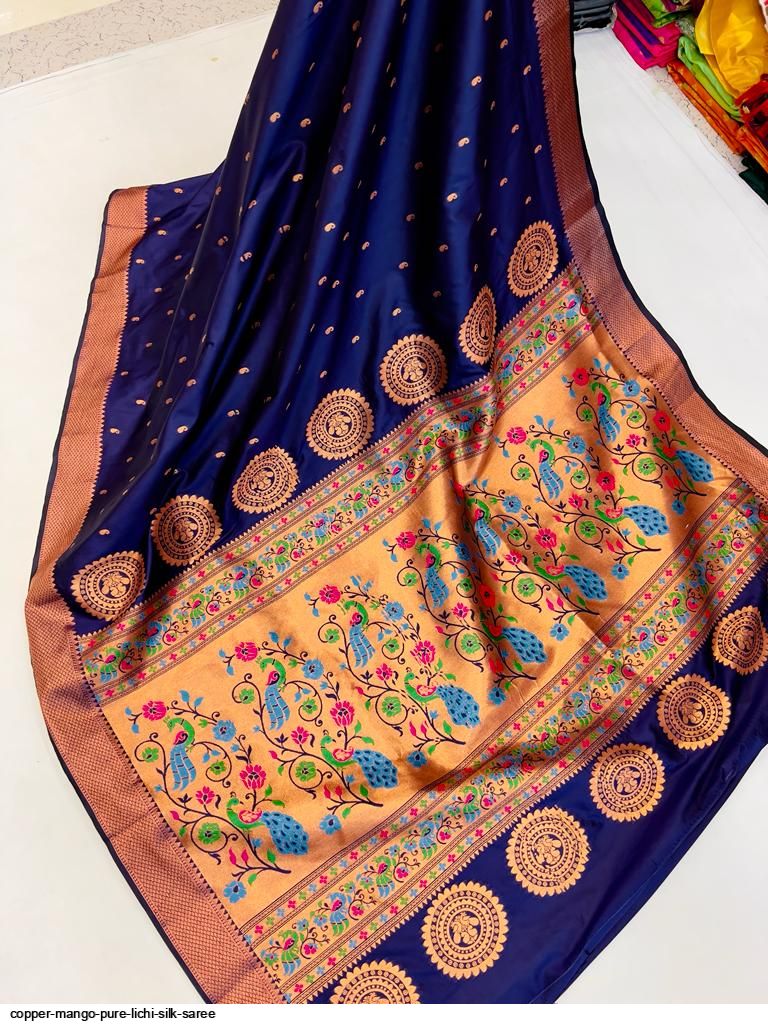 COPPER MANGO PURE LICHI SILK SAREE D