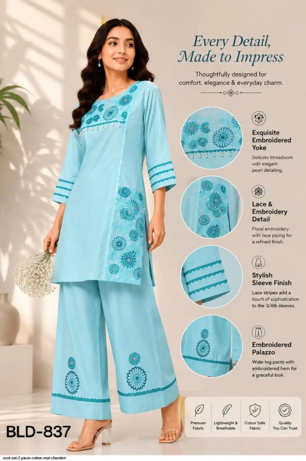 CORD SET 2 PIECE COTTON MAL CHANDERI J