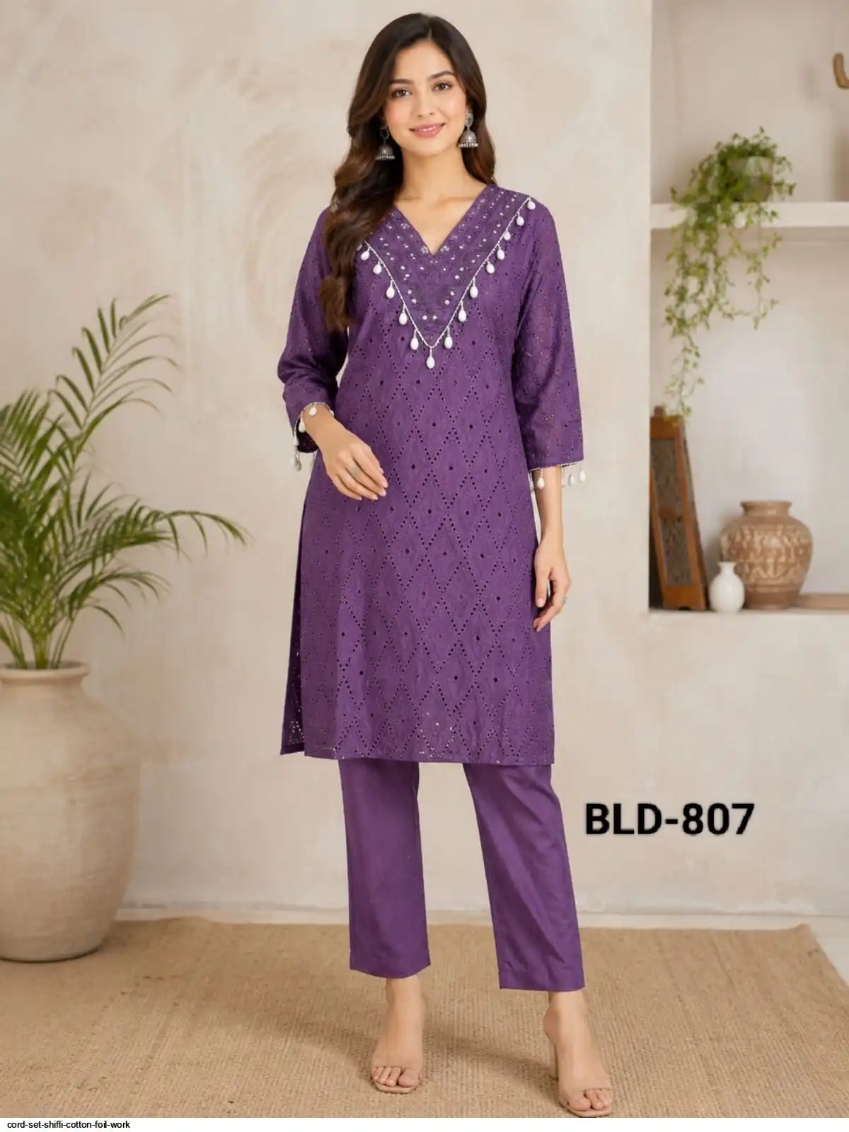 CORD SET SHIFLI COTTON FOIL WORK 807