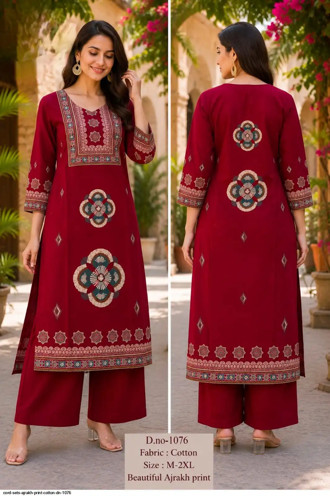 CORD SETS AJRAKH PRINT COTTON DN 1076 B