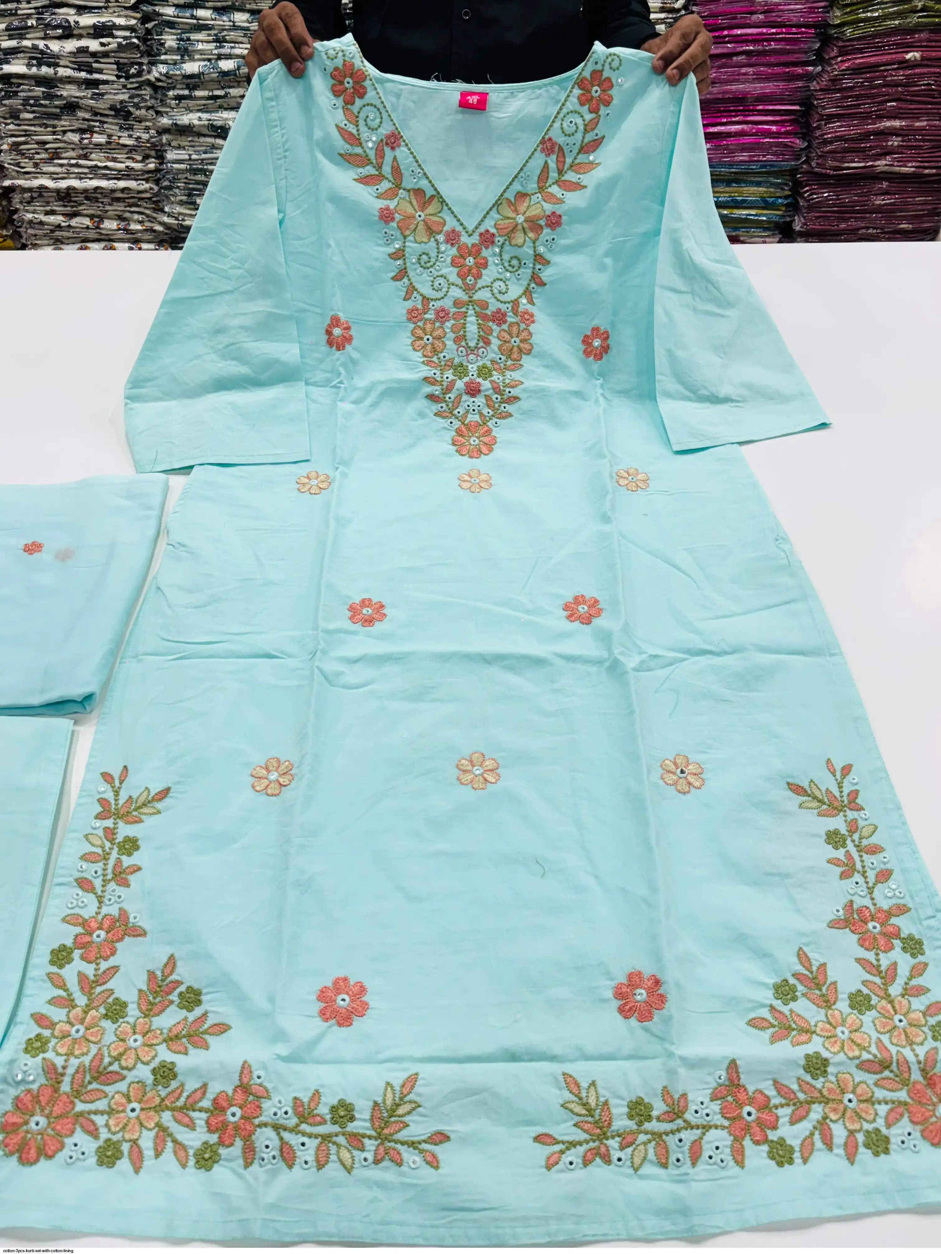 COTTON 3PCS KURTI SET WITH COTTON LINING B