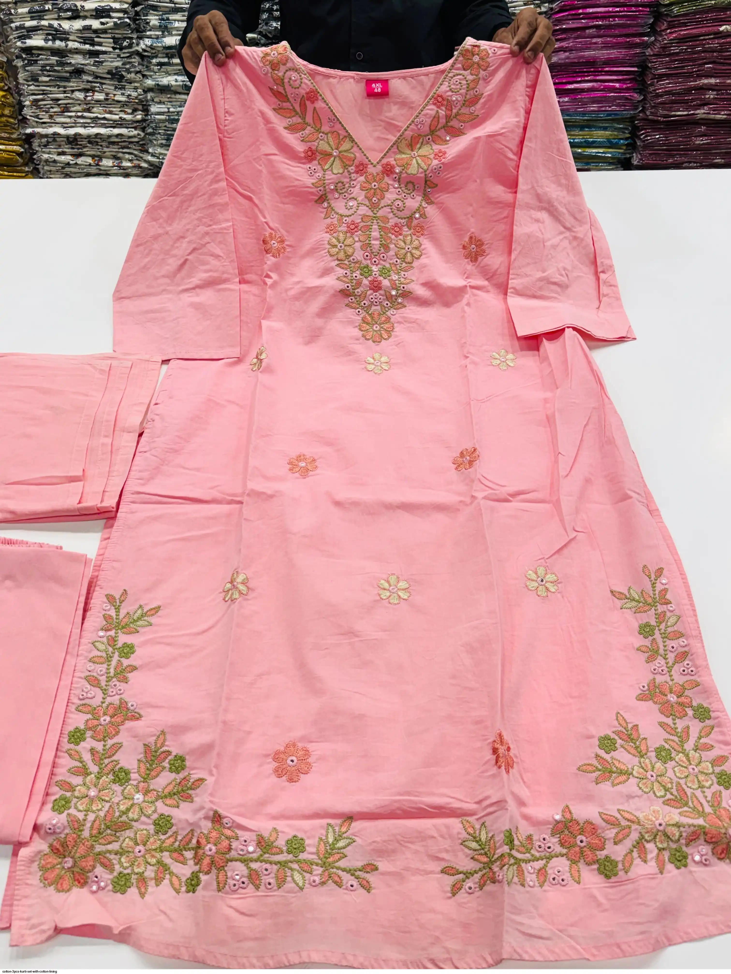 COTTON 3PCS KURTI SET WITH COTTON LINING C