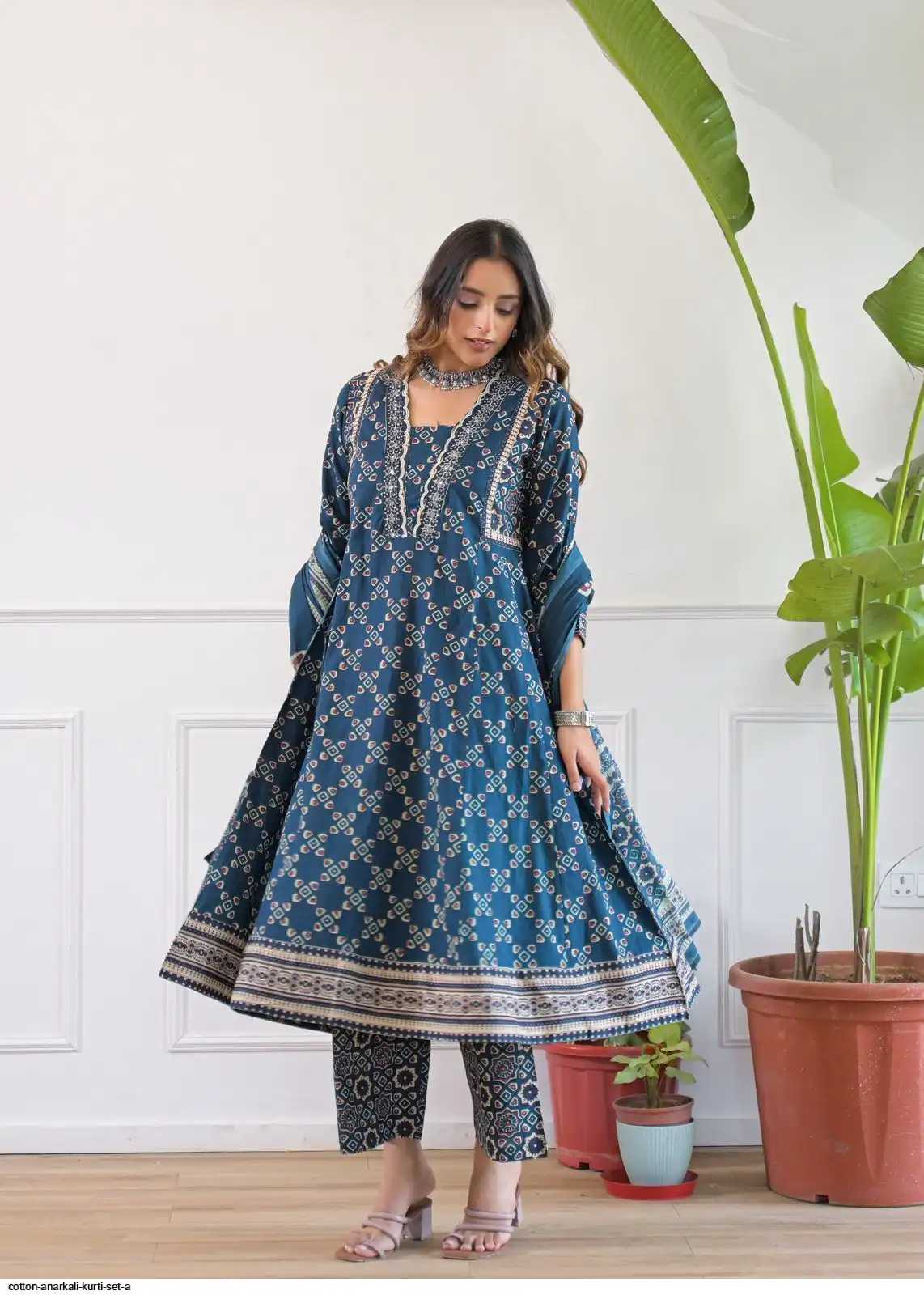COTTON ANARKALI KURTI SET A B