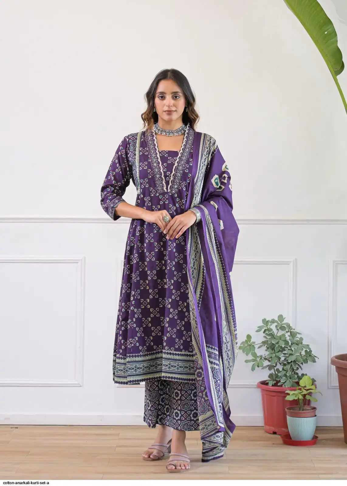 COTTON ANARKALI KURTI SET A C