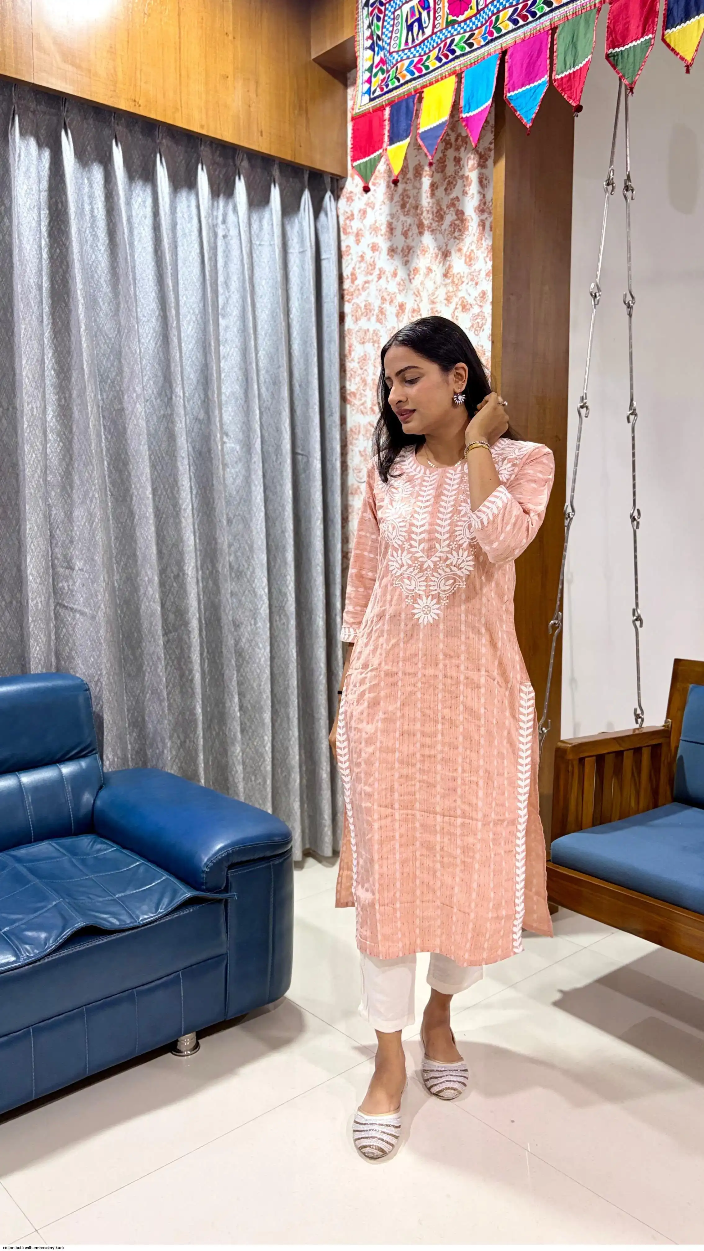COTTON BUTTI WITH EMBROIDERY KURTI 1
