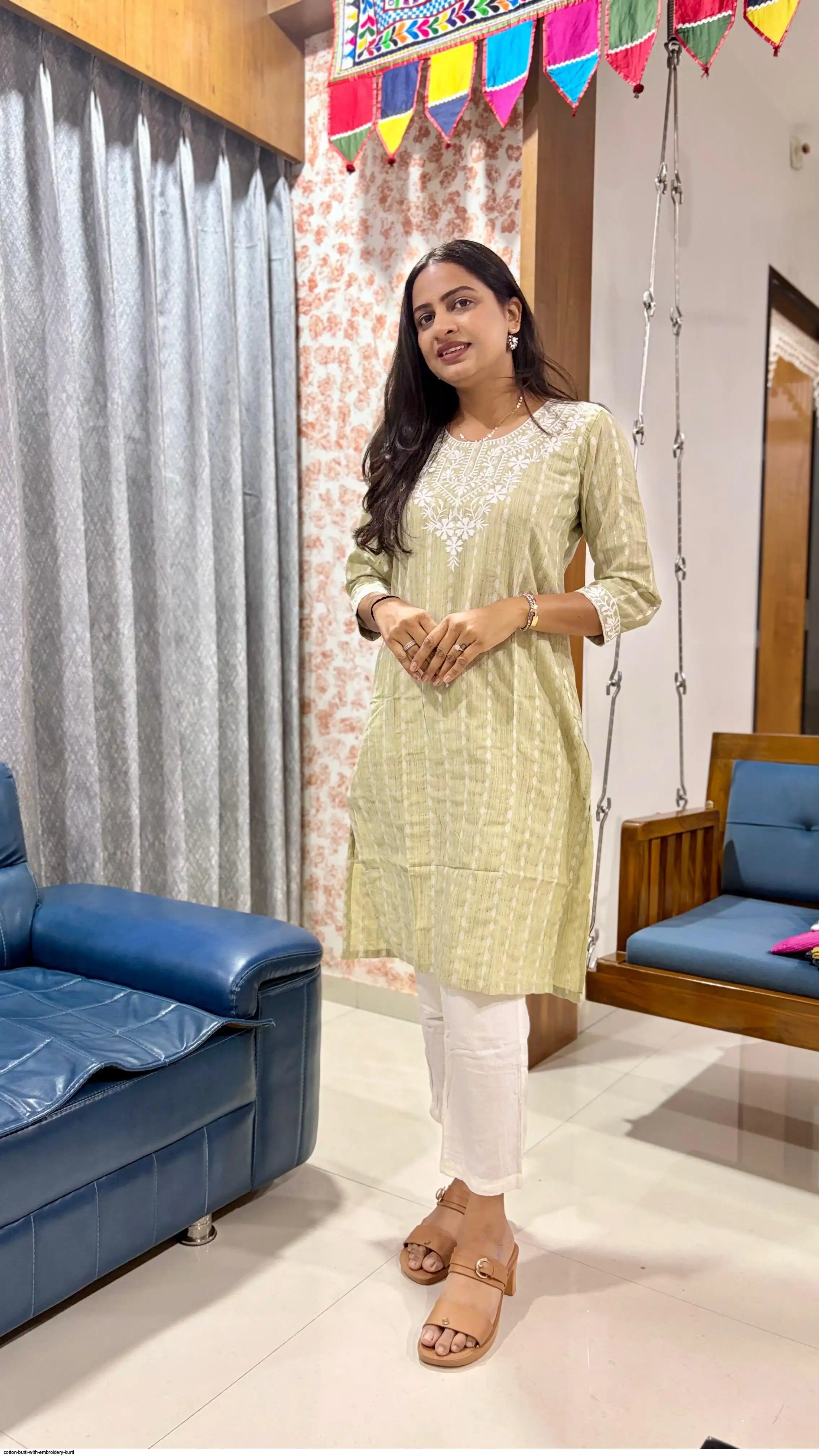 COTTON BUTTI WITH EMBROIDERY KURTI 2