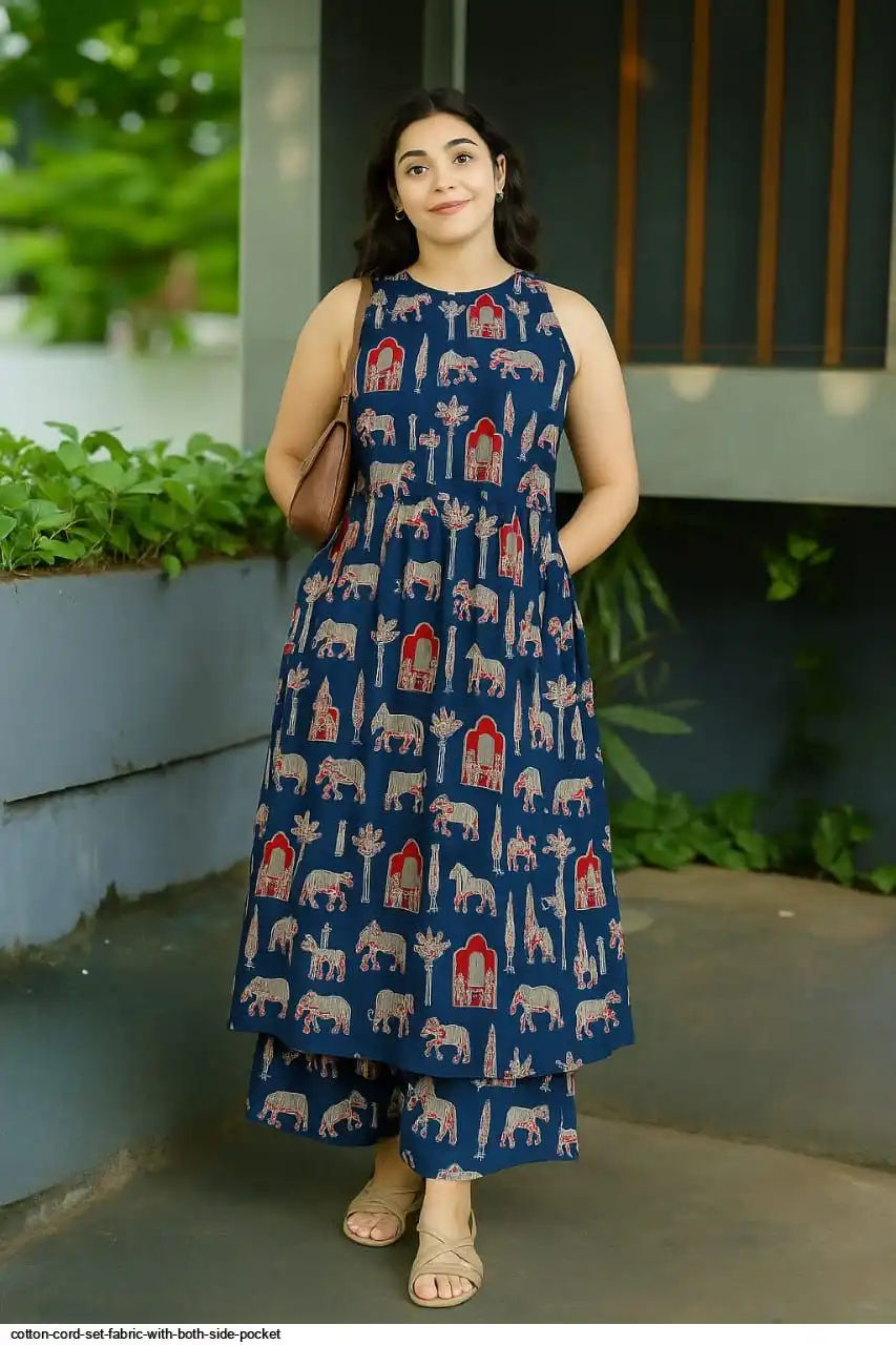 COTTON CORD SET FABRIC WITH BOTH SIDE POCKET D