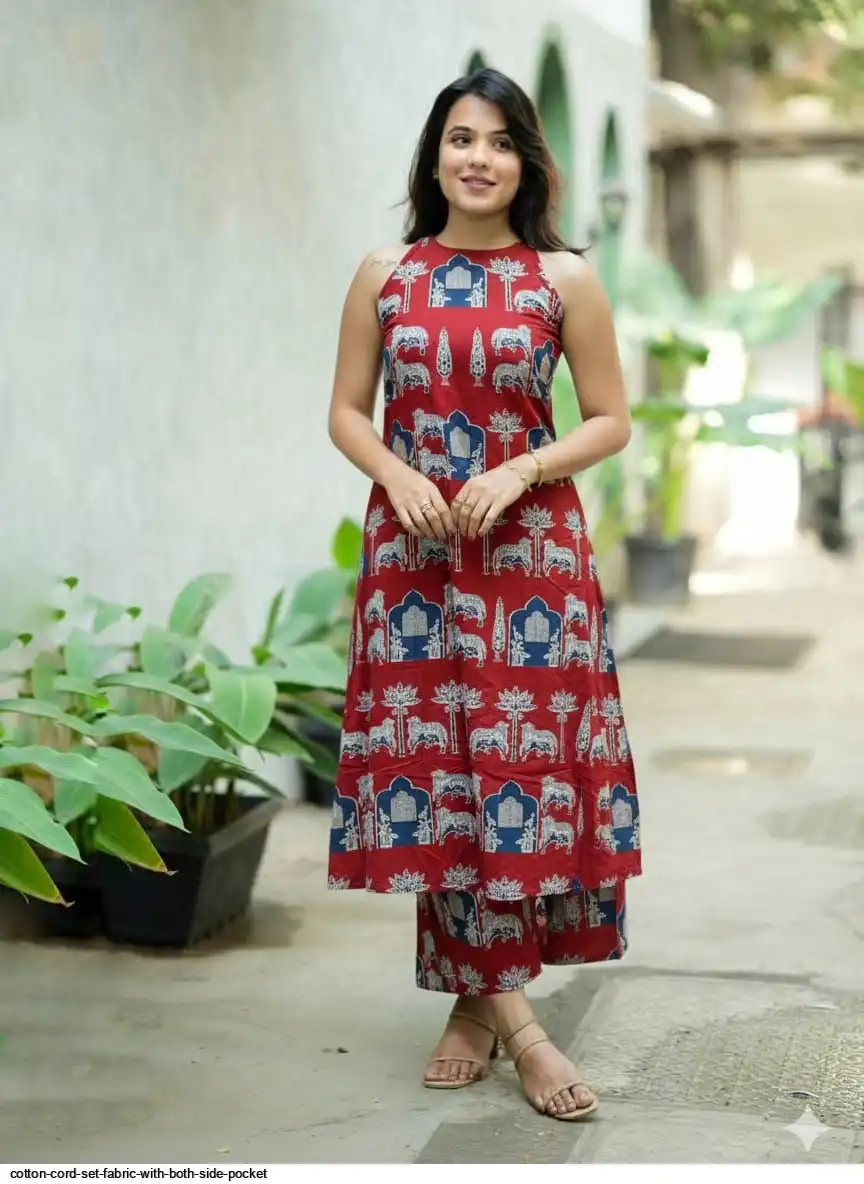 COTTON CORD SET FABRIC WITH BOTH SIDE POCKET F