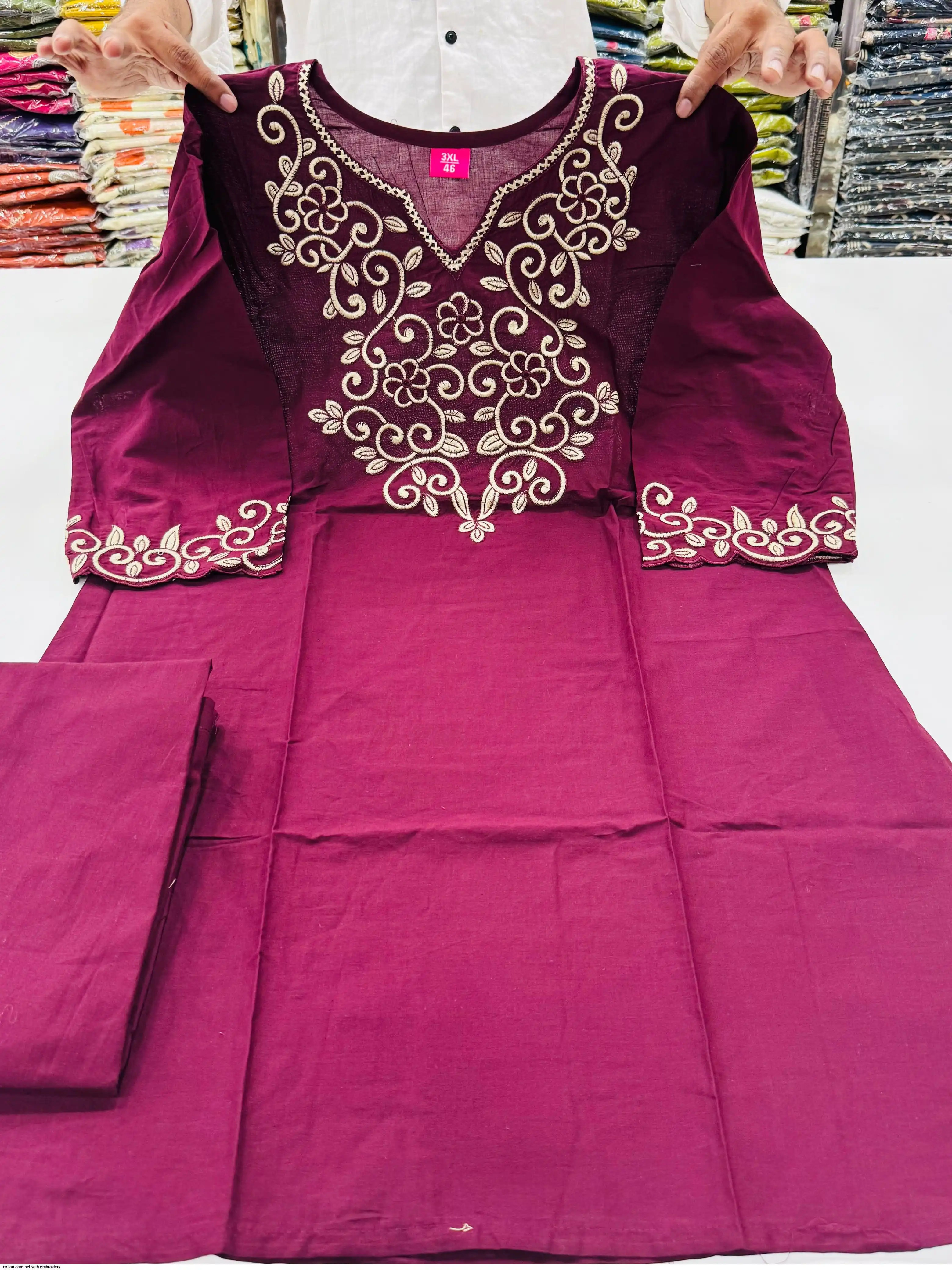 COTTON CORD SET WITH EMBROIDERY A