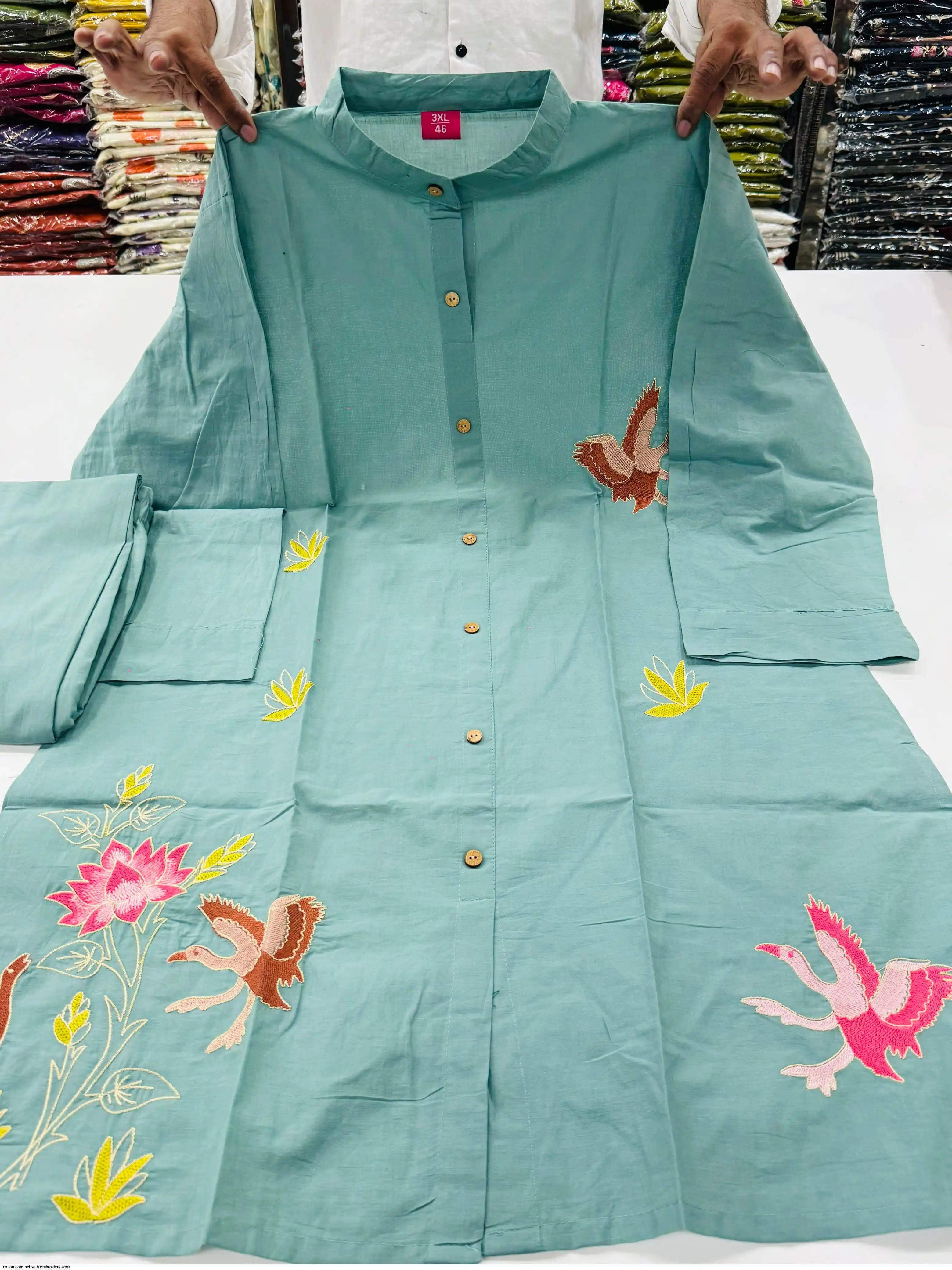 COTTON CORD SET WITH EMBROIDERY WORK A
