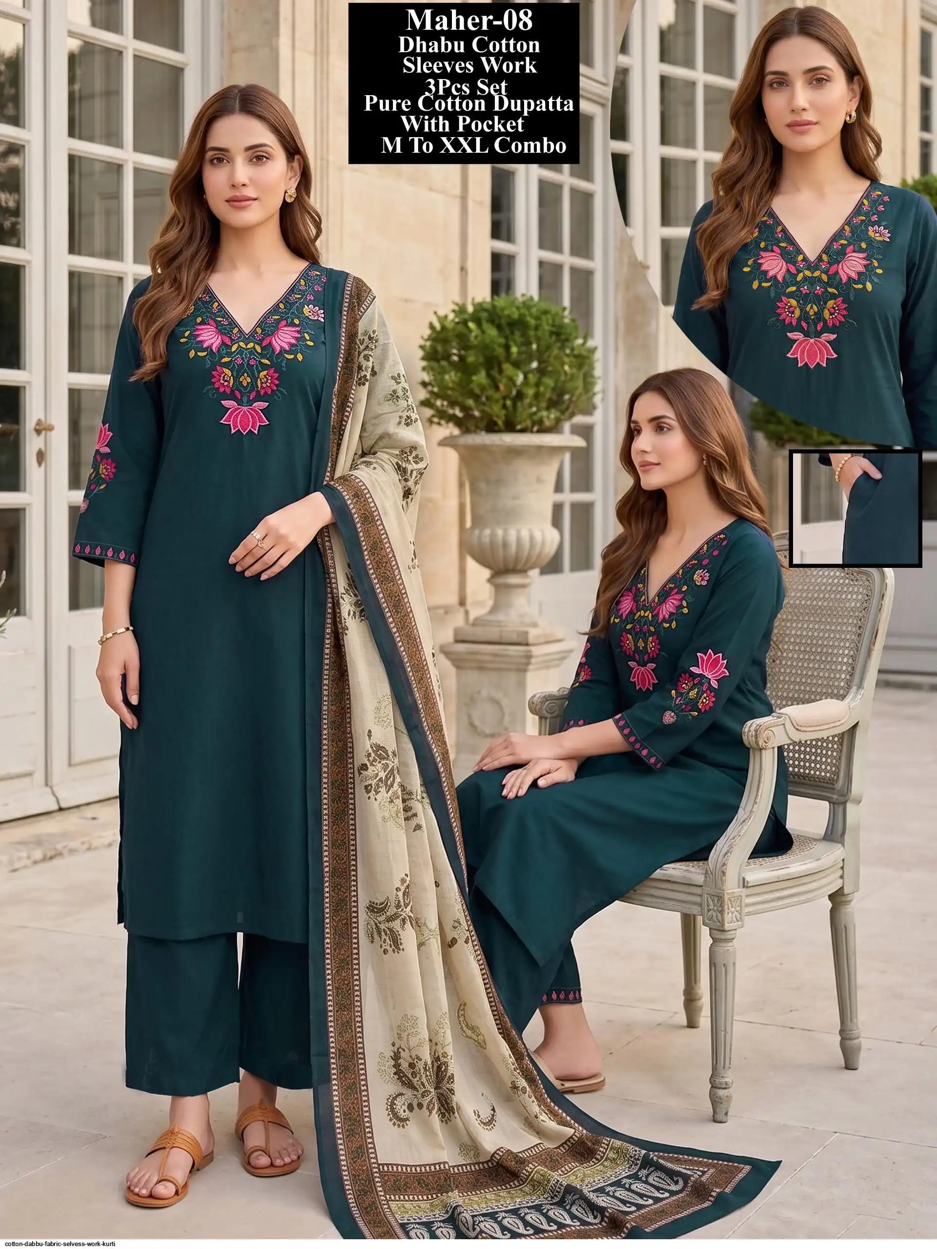 COTTON DABBU FABRIC SELVESS WORK KURTI 2