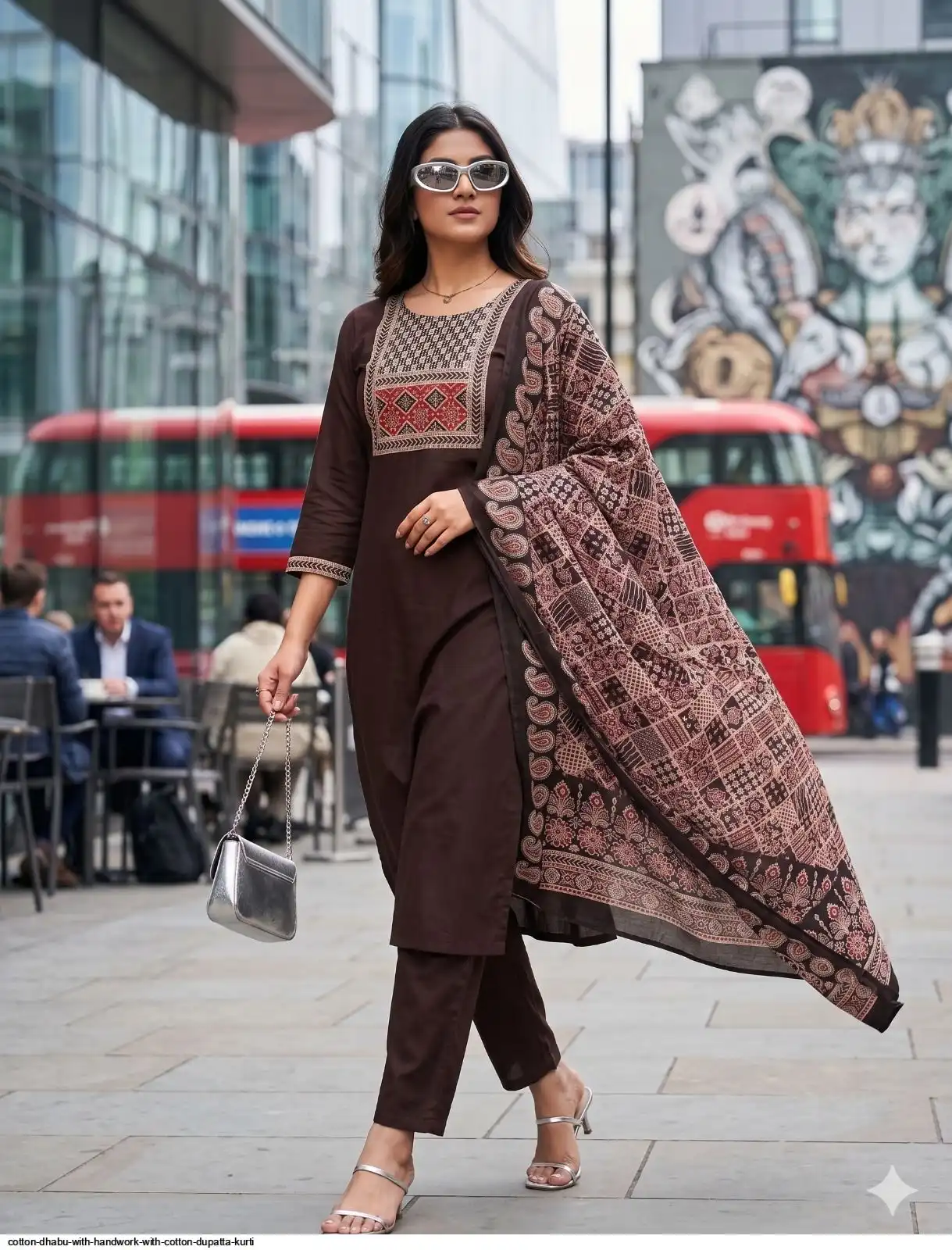 COTTON DHABU WITH HANDWORK WITH COTTON DUPATTA KURTI 3